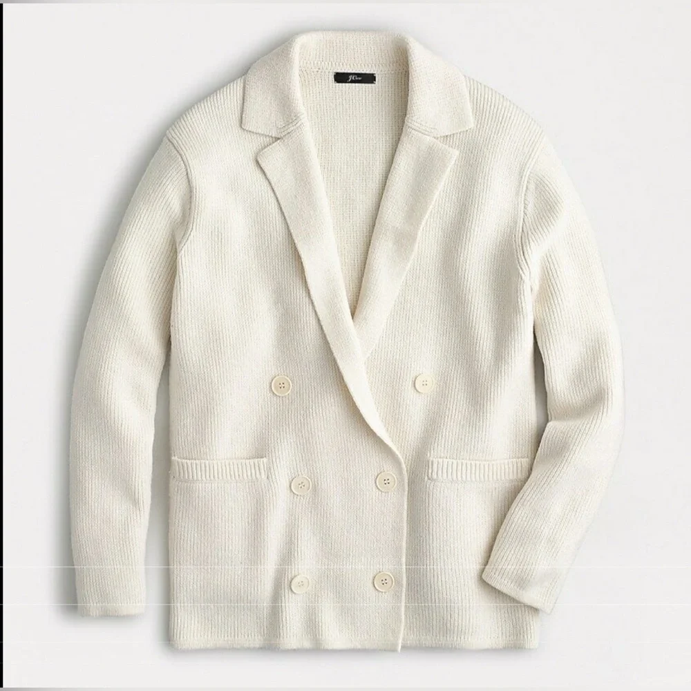 J.Crew Double Breasted Merino Wool Blend Sweater Blazer  M pristine condition